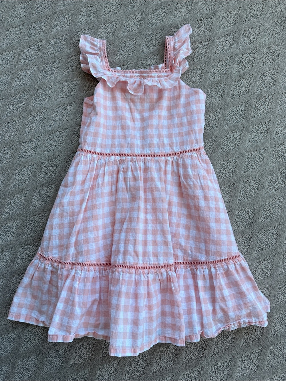 Janie and Jack Pink Gingham Ruffle Strap Tiered Dress